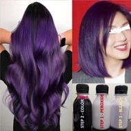 (FREE bleach set) Direct Violet Hair Color Kit (10minutes )100ml+Free Bleach&Peroxide(100ml) purple 
