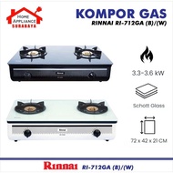 RINNAI 2-Burner Gas Stove with Tempered Glass RI 712 GA / RI-712GA(B) Black - (W) White