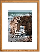 12x16 Picture Frame, Solid Iroko Wood 12"x16" Photo Frame for Wall, Right Angle 12 x 16 Picture Fram