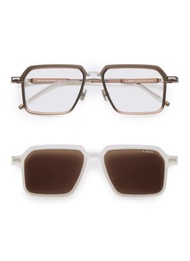 A. SOCIETY KOWLOON METAL RECTANGULAR CLIP ON SUNGLASSES