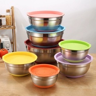 5 in 1Stainless Steel Bowl Salad Bowl with Scale Cooking Bowl Egg Beating Noodle Bibimbap Bowl