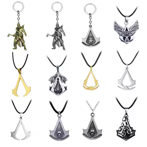 Fashion Assassin Syndicate Creed Ezio Cosplay Pendant Necklace Knights Templar Iron Cross Necklaces 