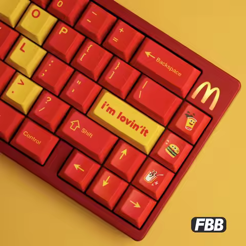 FBB Keycap Set MC French Fries Theme Red Yellow Artisan Keys Custom PBT Cherry Profile for Mechanica