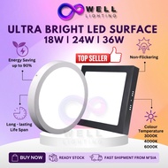 Lampu Siling Ceiling Light Black White 18W 24W 36W LED Surface Downlight Ceiling Mounted Round Squar