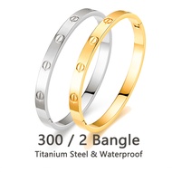 【300/2bangle】Two‑tone Bangle Bracelet Gold Silver Titanium Steel Bangles for Women Non Tarnish