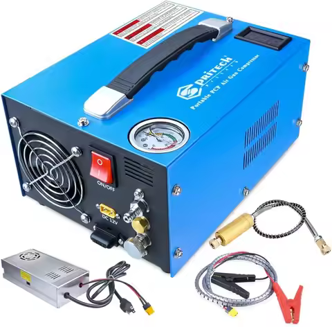 PCP Air Compressor, Portable Water/Oil-Free, PCP Rifle/Pistol and Paintball Tank Air Pump, Powered b