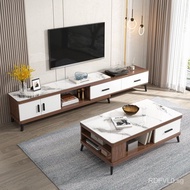 TV Cabinet and Tea Table Combination Modern Simple and Light Luxury Bedroom TV Stand Living Room Floor Cabinet Retractable TV Cabinet Wall Cabinet