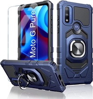 ▶$1 Shop Coupon◀  for Motorola Moto G Pure Case: with Tempered Screen Protector &amp; Built in 360° Adju