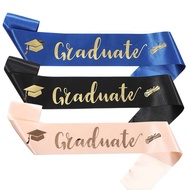 Graduation strap Gold stamping GRADUATED silk ceremonial Sashes Graduate PROM Party etiquette belt