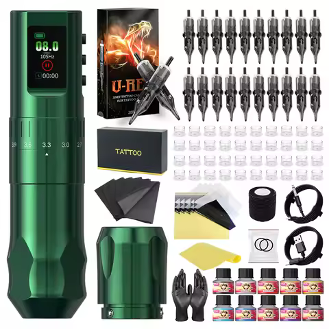 Tattoo Kit T-Rex High Quality Tattoo Pen Kit, Wireless Tattoo Machine Kit Adjustable 2.4mm-4.2mm 7-S