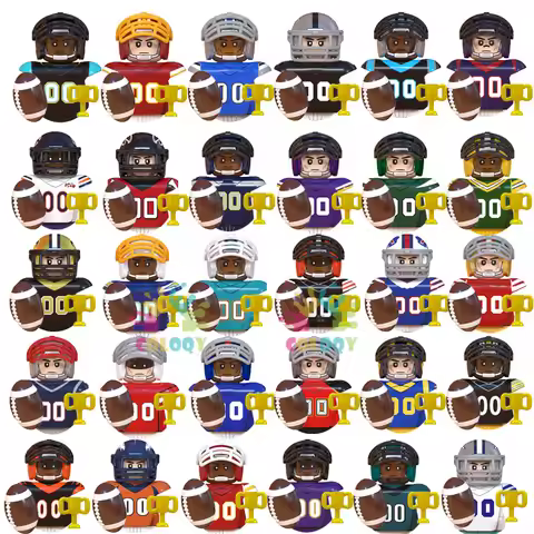 Kids Toys Rugby Stars Building Blocks Sport American Football Player Mini Action Figures Toys For Bo