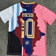 The ล่าสุด2025/26ฤดูเสื้อผ้าปะพิมพ์ลายรุ่นที่ระลึก Messi No. 10เสื้อยืดแขนสั้นเสื้อเจอร์ซีย์ Barcelo