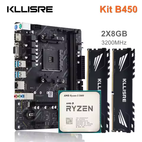 Kllisre B450 Kit amd ryzen With 5 R5 5600 cpu DDR4 16GB (2x8GB) 3200MHz memory B450M AM4 motherboard