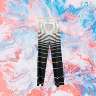 Second-Hand ZONA ZONA Black White Striped Elastic Cotton Mid-High Waist Trousers G1006 [Mentaiko Vin