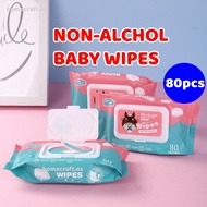 80PCS Premium Baby Wet Wipes Tisu Basah Wet Tissue With Cover Non-Alcohol, Parabens Free, Fragrance 