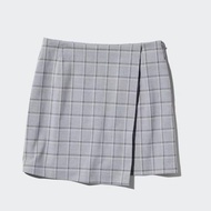 UNIQLO Rok Celana Kulot wrap Skort Wanita Motif Kotak Gray