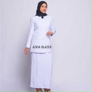 Seragam kerja wanita blazer wanita terbaru polyester premium import stretch melar putih azkia
