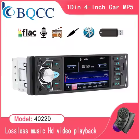 BQCC1 DIN 4'' Car Radio BT TF USB 7 Color Lights Support Reverse image connection line Protection Ca