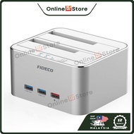 FIDECO-Aluminum* USB 3.0 Dual Bay  HDD Docking Station  With Built-in 3*USB 3.0