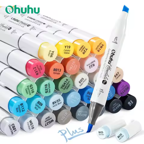 Ohuhu Honolulu Plus 36 Colors Alcohol Markers Double Tipped Art Marker Set Refillable Marker Pen Col