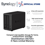 SYNOLOGY DS725+ NAS DiskStation 2-BAYS NAS With RYZEN R1600 2 CORE 2.6GHZ Data Backup Storage