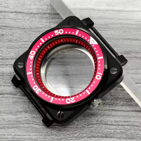 Mod 42mm Black Square Pilot Cockpit Case Sapphire Glass Fits NH34 7S26 4R35 NH35 NH36 Movement 28.5m