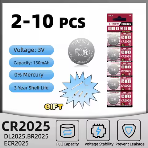 2-10PCS CR2025 Battery CR 2025 3V Lithium Battery DL2025 BR2025 KCR2025 For Car Remote Control Watch
