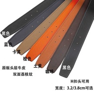 All-Match togo Leather Business Double-Sided Lychee Pattern Men's First Layer Cowhide Belt H Buckle 