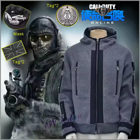 Call of Duty 6 Cosplay Costume Jacket Tf141 Team Uniform Ghost Combat Suit Clothes Ghost Mask Hoodie