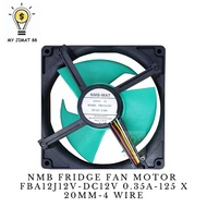 NMB-MAT FRIDGE FAN MOTOR FBA12J12V-DC12V 0.35A-125 x 20mm-4 wire