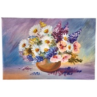 24mama掛畫 單聯式 藝術 美麗花束 插圖 春天 夏天 無框畫  60 x 40cm  雛菊花瓶