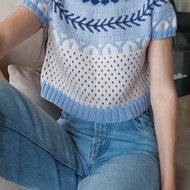 提花毛衣 露臍毛衣 短袖毛衣
