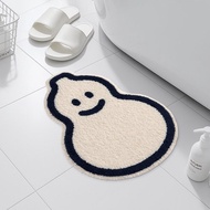 福祿笑臉簇絨地墊創意葫蘆形浴室地墊可愛防滑吸水腳墊