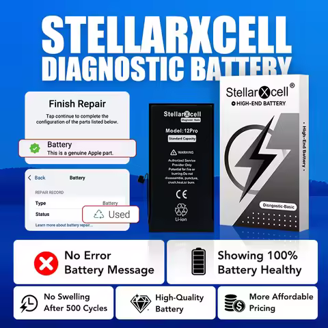 StellarXcell Diagnostic Basic Battery for Apple iphone 12 13 14 15 Mini Plus Pro ProMax show100%Heal