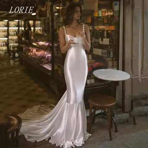 LORIE Luxury 3D Mermaid Civil Wedding Dress Sweetheart Bridal Dresses Beading Flowers Engagement Wed