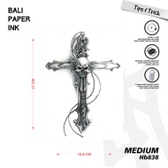 Bali Paper Ink HB838 Cross Skull Tattoo Temporary Basic Temporary Half Arm Tattoo - Half Arm Arm Tat