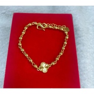 Gelang Emas Fesyen Terkini Daun Semanggi 19cm hadiah untuk girlfriend isteri