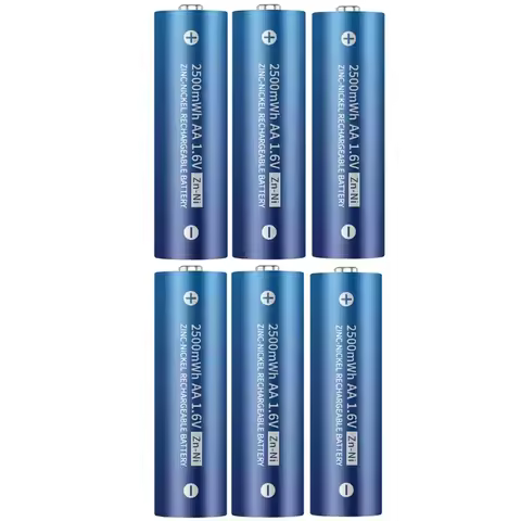 6pcs/lot 1.6V AA rechargeable battery 2500mWh NI-ZN rechargeable battery with AAAA NI-ZN smart charg