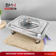 BMW Kitchen Ware - Tempat Prasmanan wadah lauk sayur Fast Food Tutup Kaca hidangan stainless