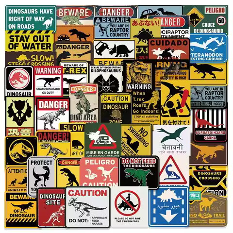 hot 60Pcs Jurassic World Signal Handbook Stickers DIY Water Cup Luggage Guitar Scooter Stickers deco