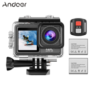 Andoer 4K 24MP Dual Screen Sport Camera DV Camcorder 2.0 Inch Screen 170° Wide Angle EIS 40m Waterproof WiFi with Macro Lens Remote Control for Outdoor Sports