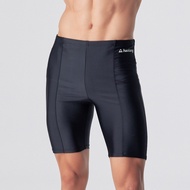 Haolang Plain Black Cropped Swimming Trunks/logo Basic Style/Swimming/Hot Spring