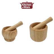Wooden Mortar and Pestle Set – Rubber Wood – Manual Grinder for Spices, Herbs, Garlic – 11.5x9.6cm /