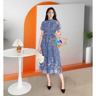 NJ67TL REAL PIC - Annabelle Dress 3 Sizes ML XL / Women's Clothing Pearl Tile Brocade Dress Jersey L