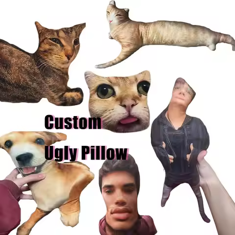 3D Realistic Custom Ugly Pet Pillow, DIY Cat/Dog Stuffed Animals, Personalized Funny Gifts for Home 