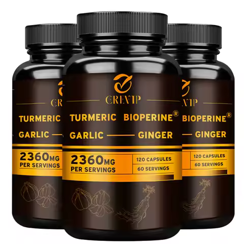 4-in-1 Turmeric Ginger Supplement - Garlic, Turmeric Root, Black Pepper - Joints, Immune Support, Di