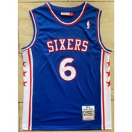 2026 new NBA men Philadelphia 76ers 6 Julius Erving embroidered basketball jerseys retro blue jersey