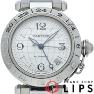 Cartier Pasha C Meridian GMT W31078M7 Stainless Steel Unisex Watch Silver Polished Excellent Conditi