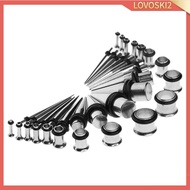 [Lovoski2] 36Pcs Ear Gauges Kit Tapers+Plugs Stainless Steel Ear Stretching Set 14G-00G