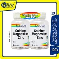 Solaray Calcium Magnesium & Zinc 2 x120 capsules